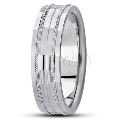 Shiny Diamond Carved Wedding Band  - view 2