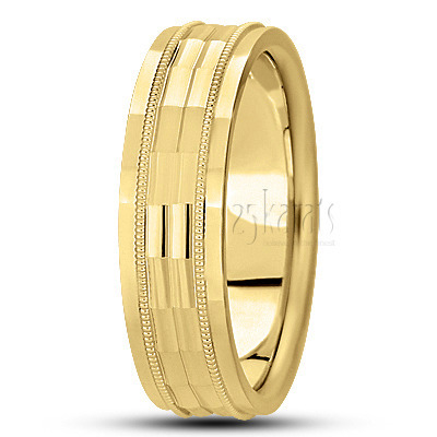Shiny Diamond Carved Wedding Band  - view 3 thumbnail