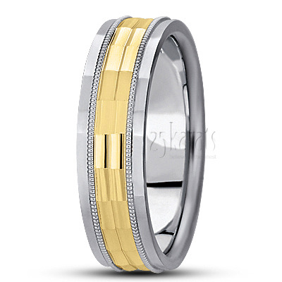 Shiny Diamond Carved Wedding Band  - view 4