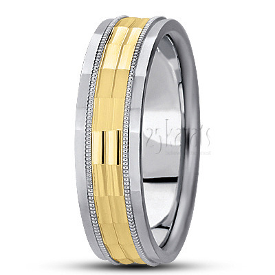 Shiny Diamond Carved Wedding Band  - view 4 thumbnail