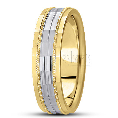 Shiny Diamond Carved Wedding Band  - main view