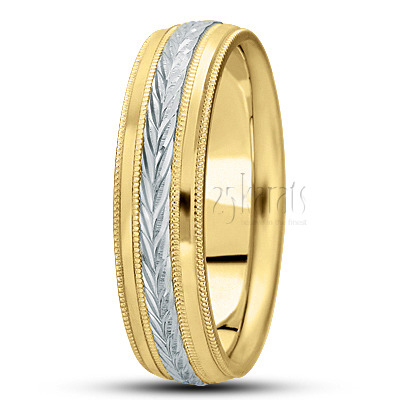 Leaf Design Basic Carved Wedding Band  - main view