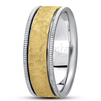 Beaded Edge Carved Design Wedding Ring  - main view thumbnail