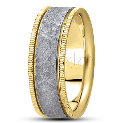 Beaded Edge Carved Design Wedding Ring  - view 4