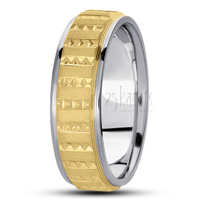 Fine Incised Diamond Carved Wedding Ring  - main view thumbnail