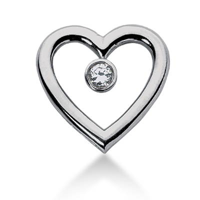 0.25ct. Round Cut Bezel Set Solitaire Diamond Heart Shape Pendant - view 1