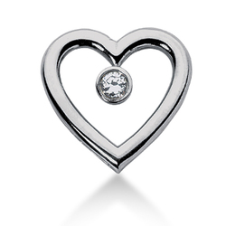 0.25ct. Round Cut Bezel Set Solitaire Diamond Heart Shape Pendant thumbnail 1