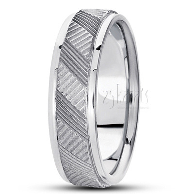 Contemporary Basic Carved Wedding Band  - view 2