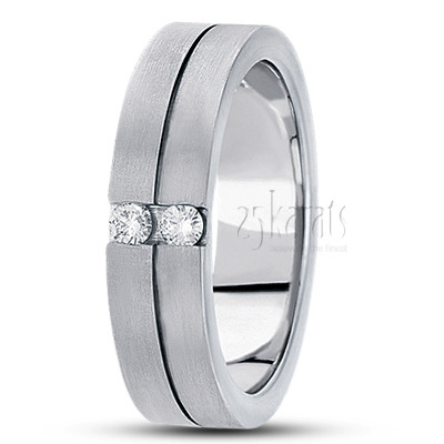 Symmetrical Two-Tone Diamond Wedding Ring - view 2