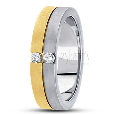 Symmetrical Two-Tone Diamond Wedding Ring - main view