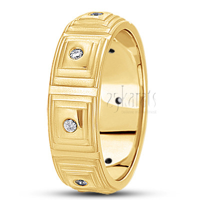 Ridged Diamond Wedding Ring - main view
