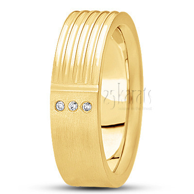 Grooved Two-Tone Diamond Wedding Band - view 3 of 4