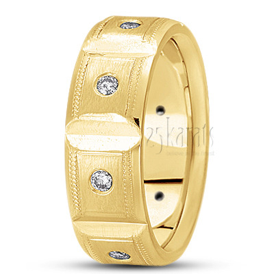 Deep Grooved Diamond Wedding Ring - main view