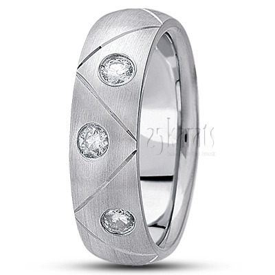 Incised Dome Diamond Wedding Ring - view 2 thumbnail