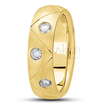 Incised Dome Diamond Wedding Ring - main view