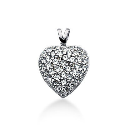 0.78 ct. Round Cut Prong Set Diamond Heart Shape Pendant - view 1