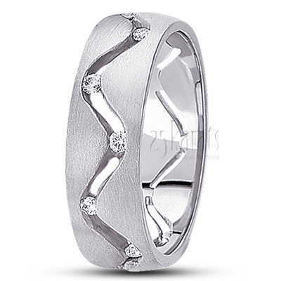 Zig-Zag Design Diamond Wedding Band - view 2 thumbnail