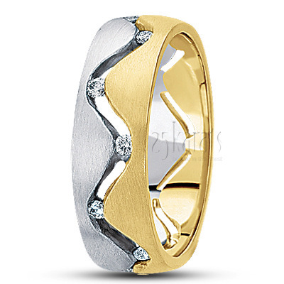 Zig-Zag Design Diamond Wedding Band - main view thumbnail