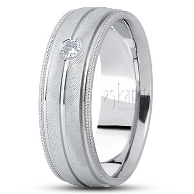 Grooved Diamond Wedding Ring - main view thumbnail