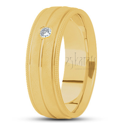 Grooved Diamond Wedding Ring - view 2