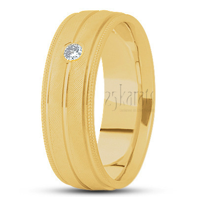 Grooved Diamond Wedding Ring - view 2 thumbnail