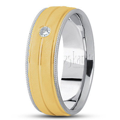 Grooved Diamond Wedding Ring - view 3