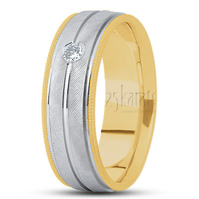 Grooved Diamond Wedding Ring - view 4 thumbnail