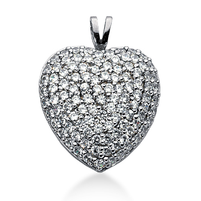 2.12 ct. Round Cut Prong Set Diamond Heart Shape Pendant - view 1