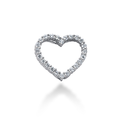 0.36ct Prong Set Diamond Heart Pendant - view 1