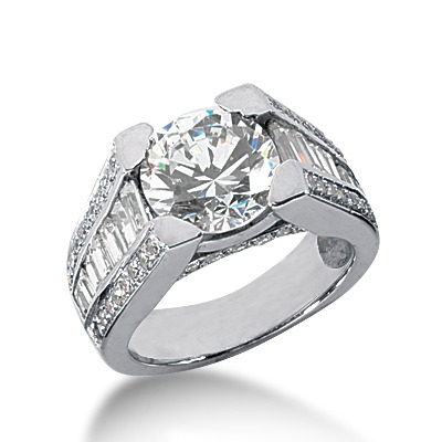 Baguette and Round Cut Diamond Engagement Ring (1.05ct. t.w.) - view 1