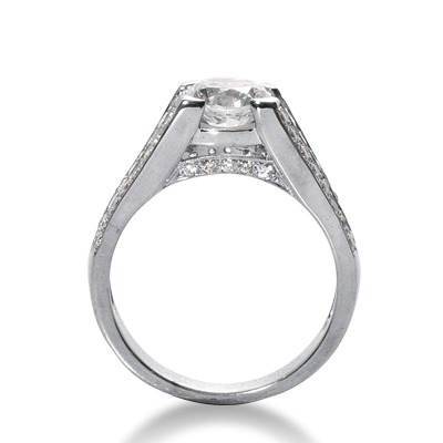 Baguette and Round Cut Diamond Engagement Ring (1.05ct. t.w.) - view 2