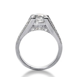 Baguette and Round Cut Diamond Engagement Ring (1.05ct. t.w.) thumbnail 2