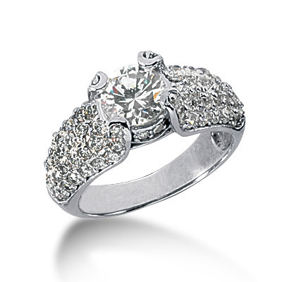 Round Cut Pave Set Diamond Engagement Ring (1.00 t.c.w.) thumbnail 1