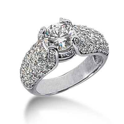 Round Cut Pave Set Diamond Engagement Ring (1.61 t.c.w.) thumbnail 1