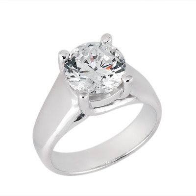 Round Cut Trellis Set Solitaire Engagement Ring (3.00 ct.) - view 1