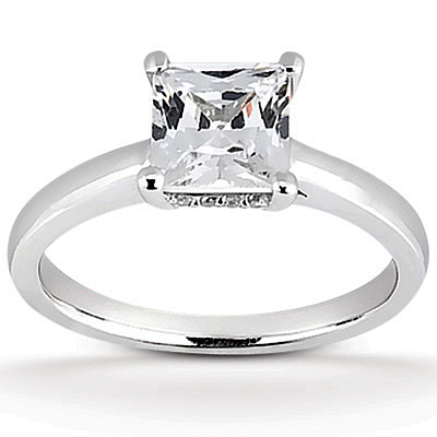 Princesss Cut Prong Set Diamond Engagement Ring (0.06 ct.tw.) - view 1