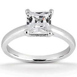 Princesss Cut Prong Set Diamond Engagement Ring (0.06 ct.tw.) thumbnail 1