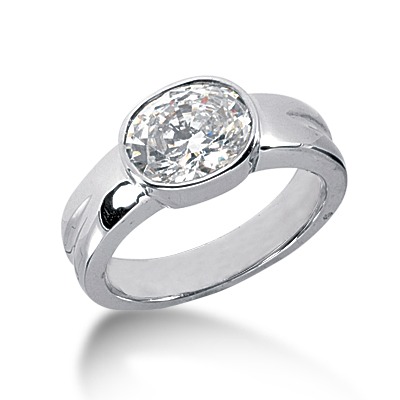 Oval Cut Bezel Set Solitaire Engagement Ring