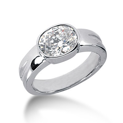 Oval Cut Bezel Set Solitaire Engagement Ring thumbnail 1