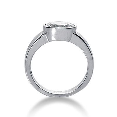 Oval Cut Bezel Set Solitaire Engagement Ring thumbnail 2