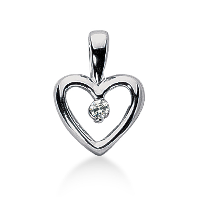 0.10 ct. Bezel Set Solitaire Diamond Heart Shape Pendant - view 1