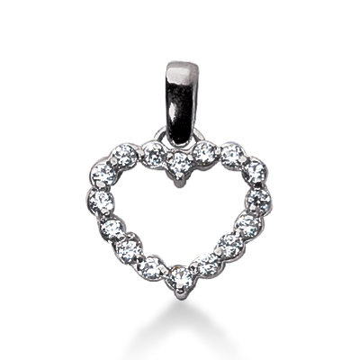 0.48ct Classic Diamond Heart Shape Pendant - view 1