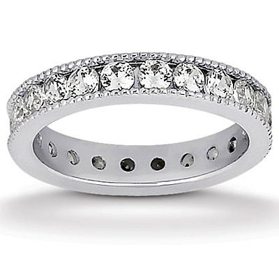 1.10 ct. Channel Set with Milgrain Edge Diamond Eternity Wedding Band - view 1