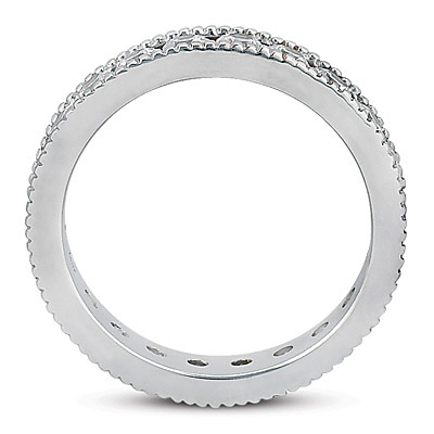1.10 ct. Channel Set with Milgrain Edge Diamond Eternity Wedding Band - view 2