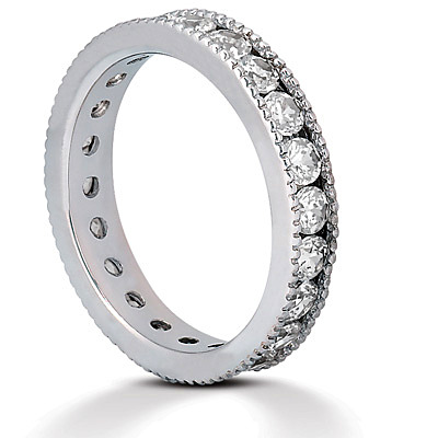 1.10 ct. Channel Set with Milgrain Edge Diamond Eternity Wedding Band - view 3