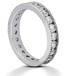 1.10 ct. Channel Set with Milgrain Edge Diamond Eternity Wedding Band thumbnail 3