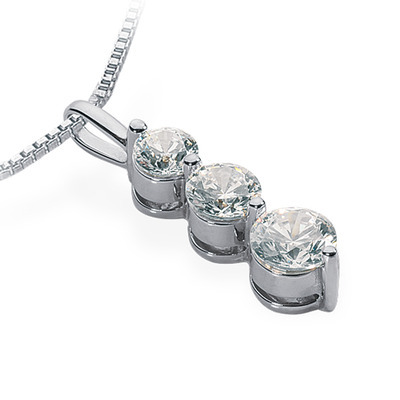 1.05ct Three Stone Diamond Journey Pendant - view 2 of 2