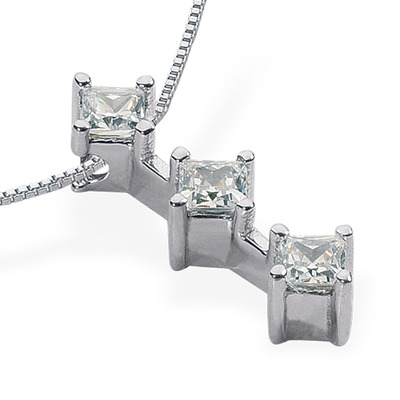 0.51ct Princess Cut Three Stone Diamond Pendant - view 2