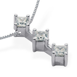 0.51ct Princess Cut Three Stone Diamond Pendant thumbnail 2