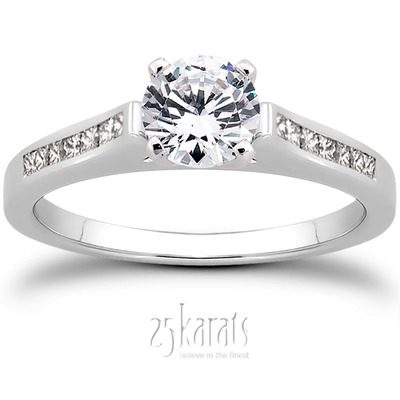 Channel Set Princess Diamond Engagement Ring (0.18 Ct. t.w.) - 14K Rose Gold